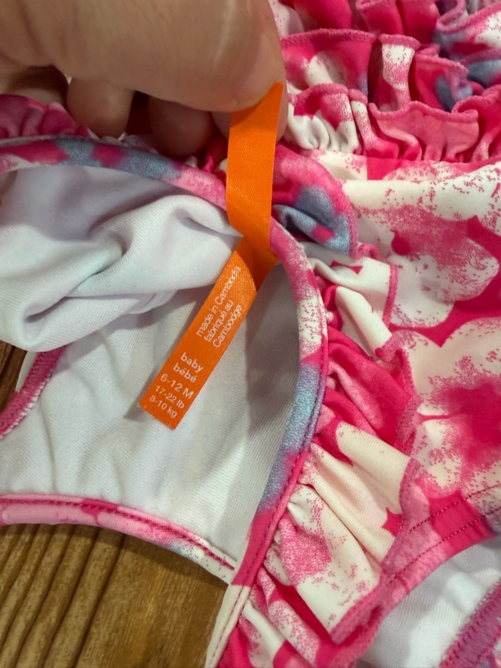 7/$20 Joe Fresh Girls Pink Floral One-Piece Swimsuit with Ruffles 6-12 Months - Picture 5 of 6